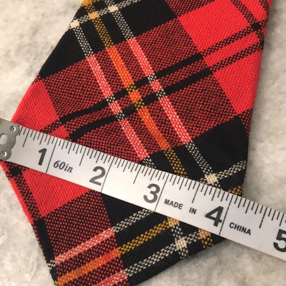Vintage Mens Tie Sears Tartan Plaid Red The Mens Store Holiday Christmas Retro - Picture 5 of 6